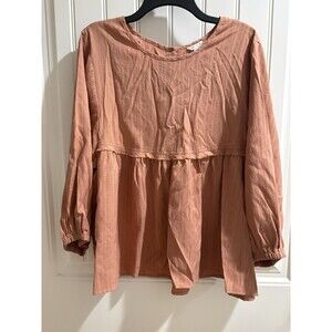 Cato Women’s XL Blouse In color Blush Puff Sleeves Ruffle